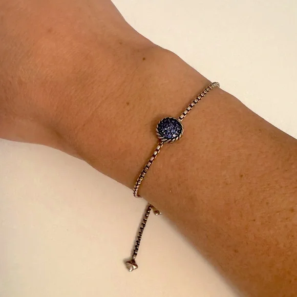 David Yurman Petite Chatelaine Bracelet w/Blue Sapphire Diamonds - Picture 3 of 8